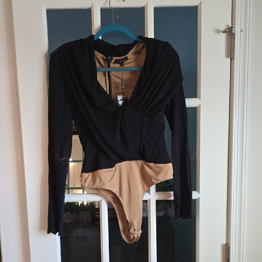 JLUXLABEL Black and Tan Bodysuit